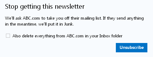 outlook.com的Unsubscribe newsletter