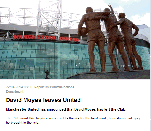 Moyes Leaves United